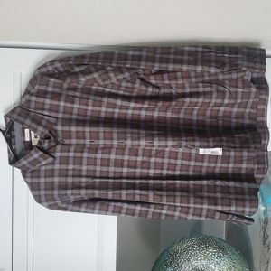 Joseph Abbound brown/gray/black plaid shirt size Med *NWT*
